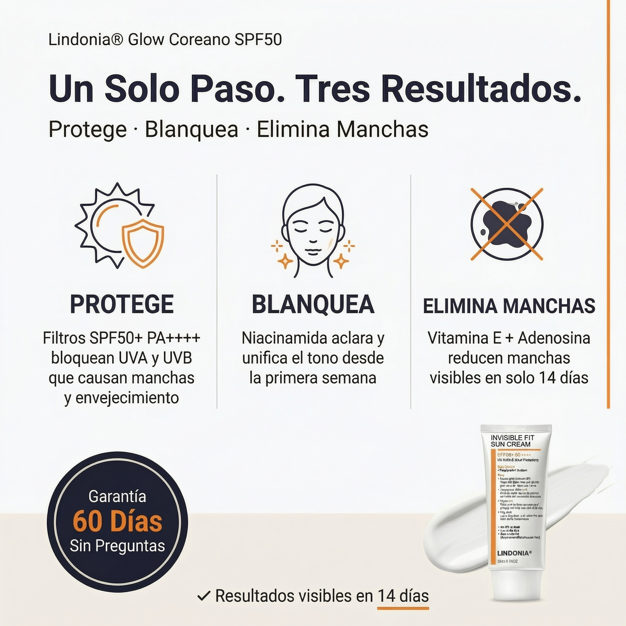 Lindonia® Bloqueador Glow Coreano SPF50